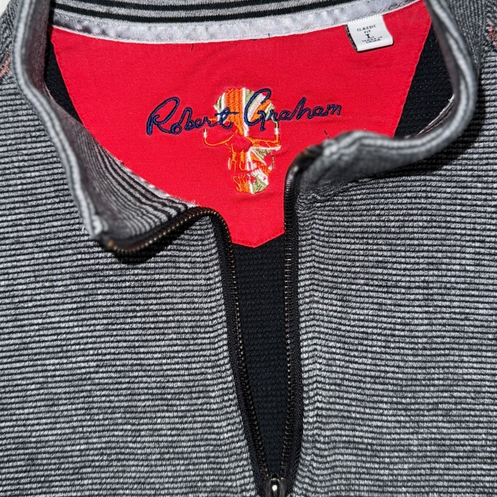 Robert Graham Men’s 1/4 Zip Pullover - Medium Gray Patterned Lightweight Shirt